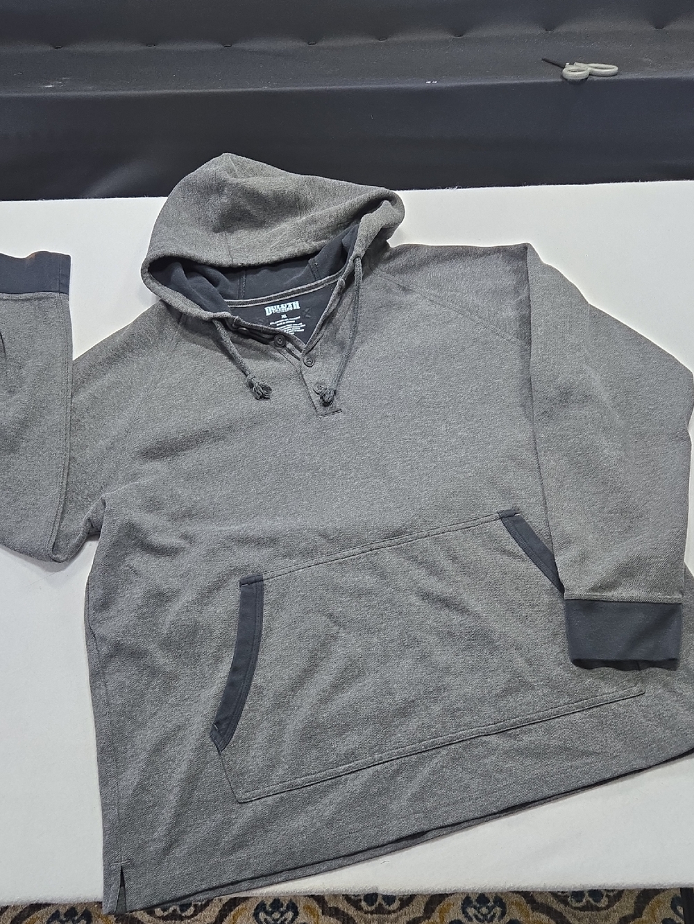 Duluth Trading Co Gray Hooded Pullover with Contrast Trim